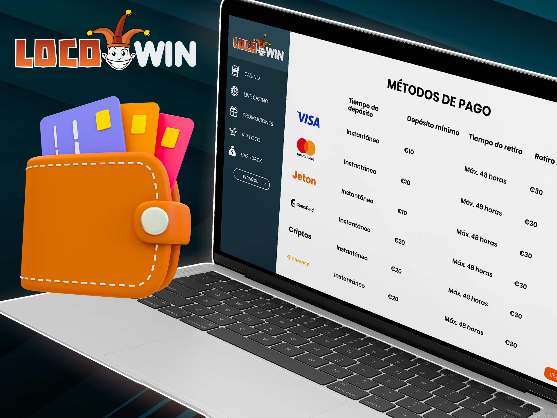 Check out Casino LocoWin's maximum and minimum deposit amounts.