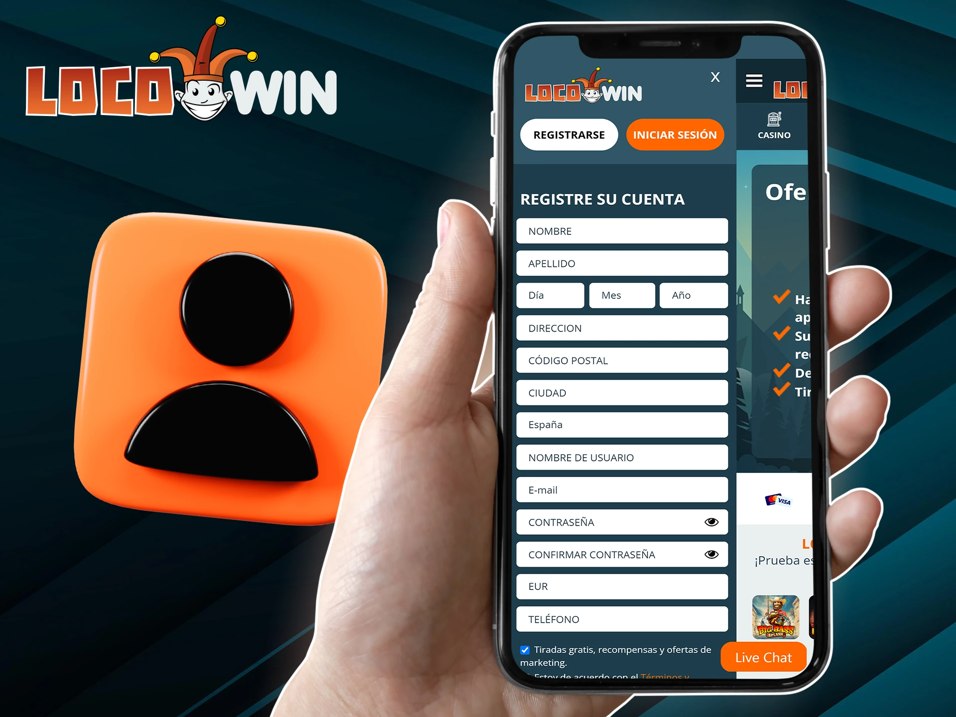 Registering with LocoWin on a mobile device is just as easy as on the full-scale website.