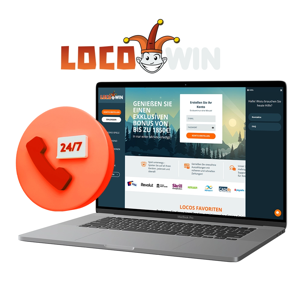 The LocoWin support team is available 24 hours a day, 7 days a week to answer all your questions.