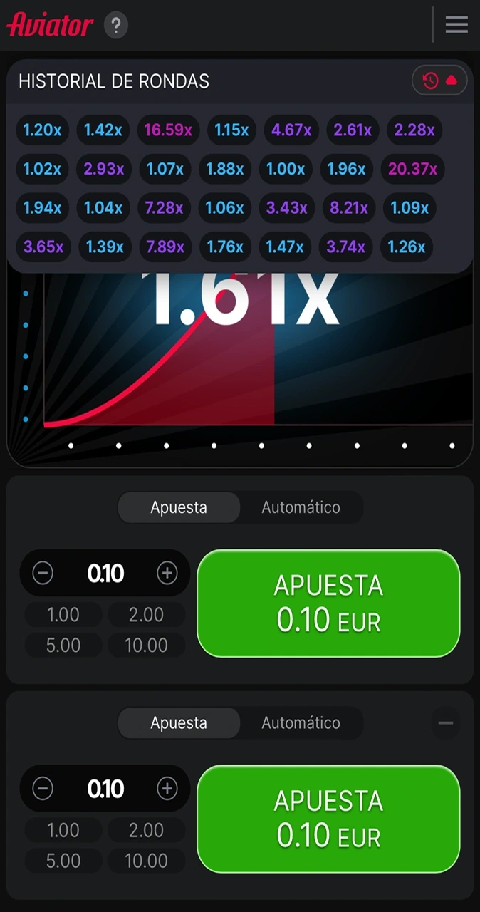 Locowin allows you to familiarize yourself with the history of the rounds in the Aviator game.