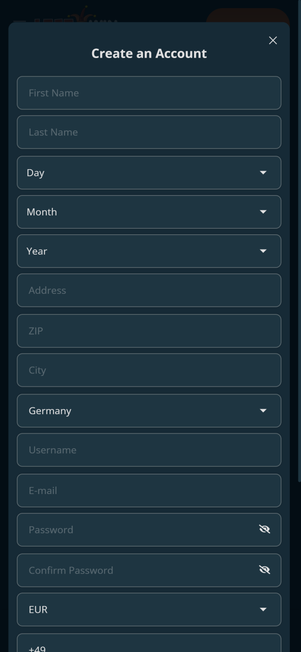 LocoWin registration form.