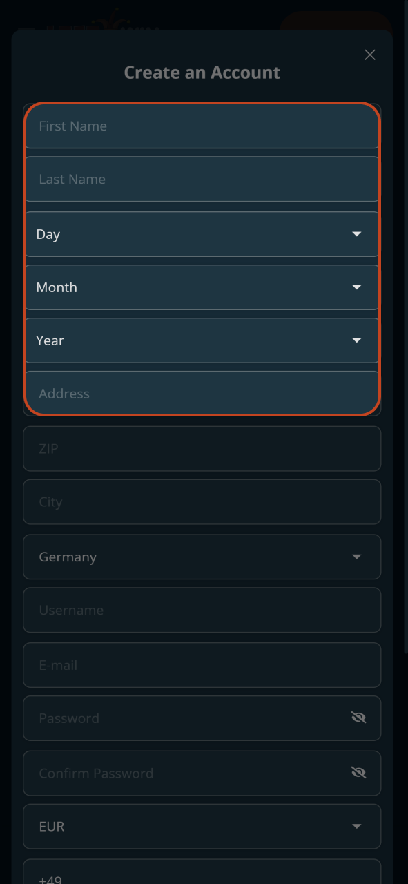 Enter the required information to continue your registration with LocoWin.