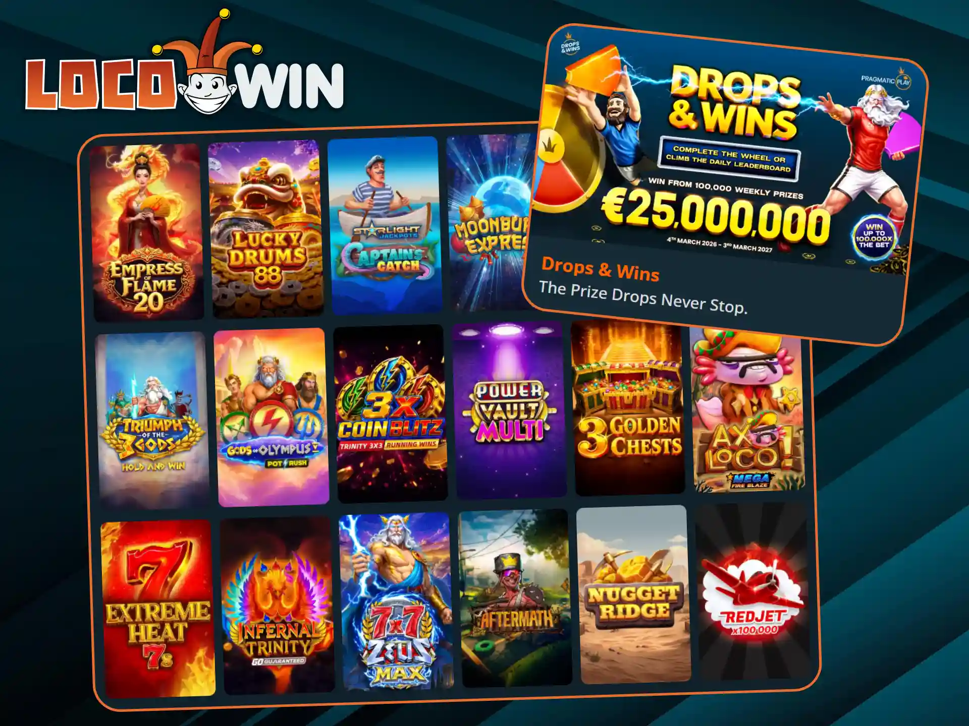 Get a chance to win extra prizes by participating in LocoWin's Drops & Wins campaign.