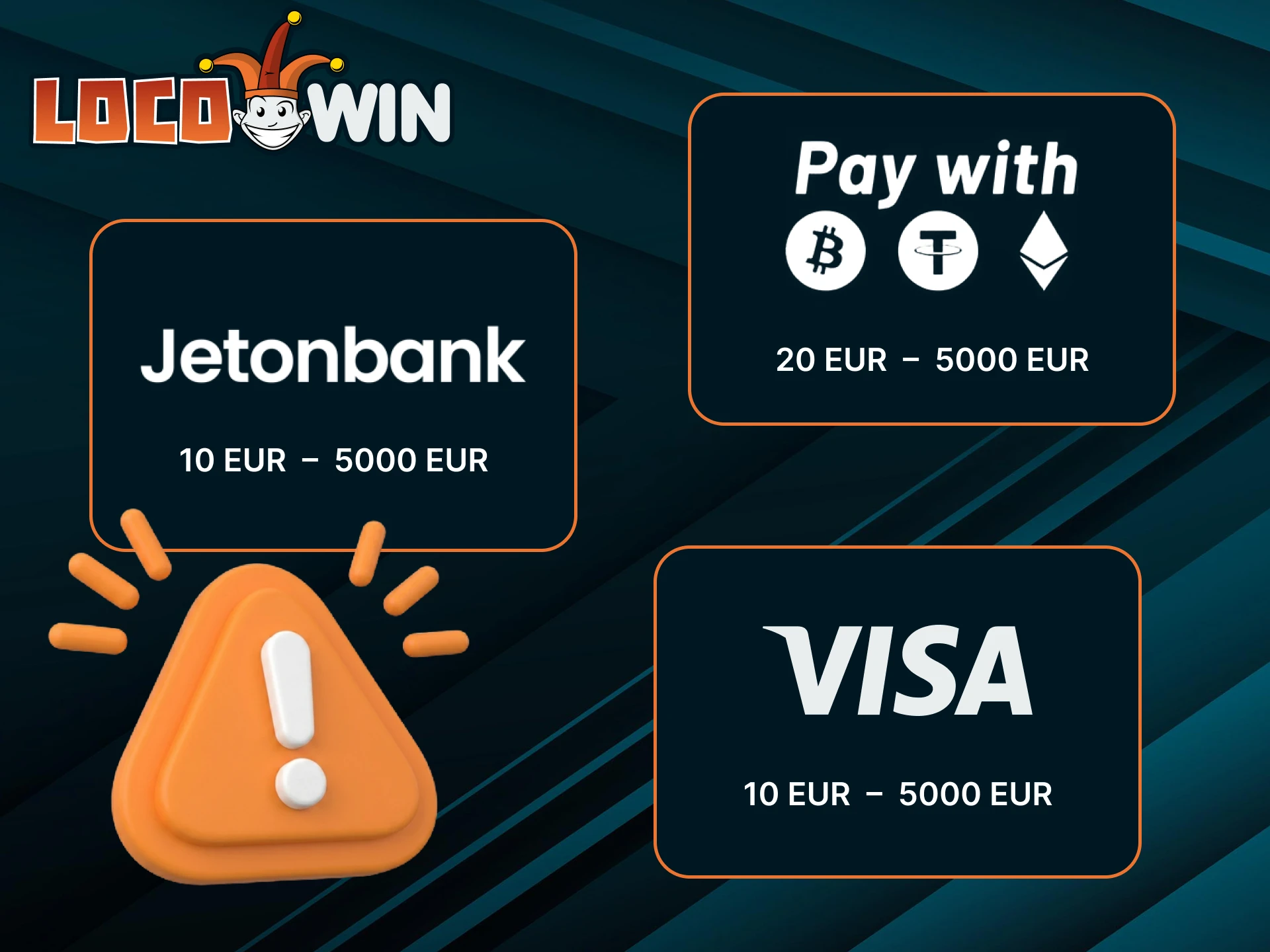 Check out Casino LocoWin's maximum and minimum deposit amounts.