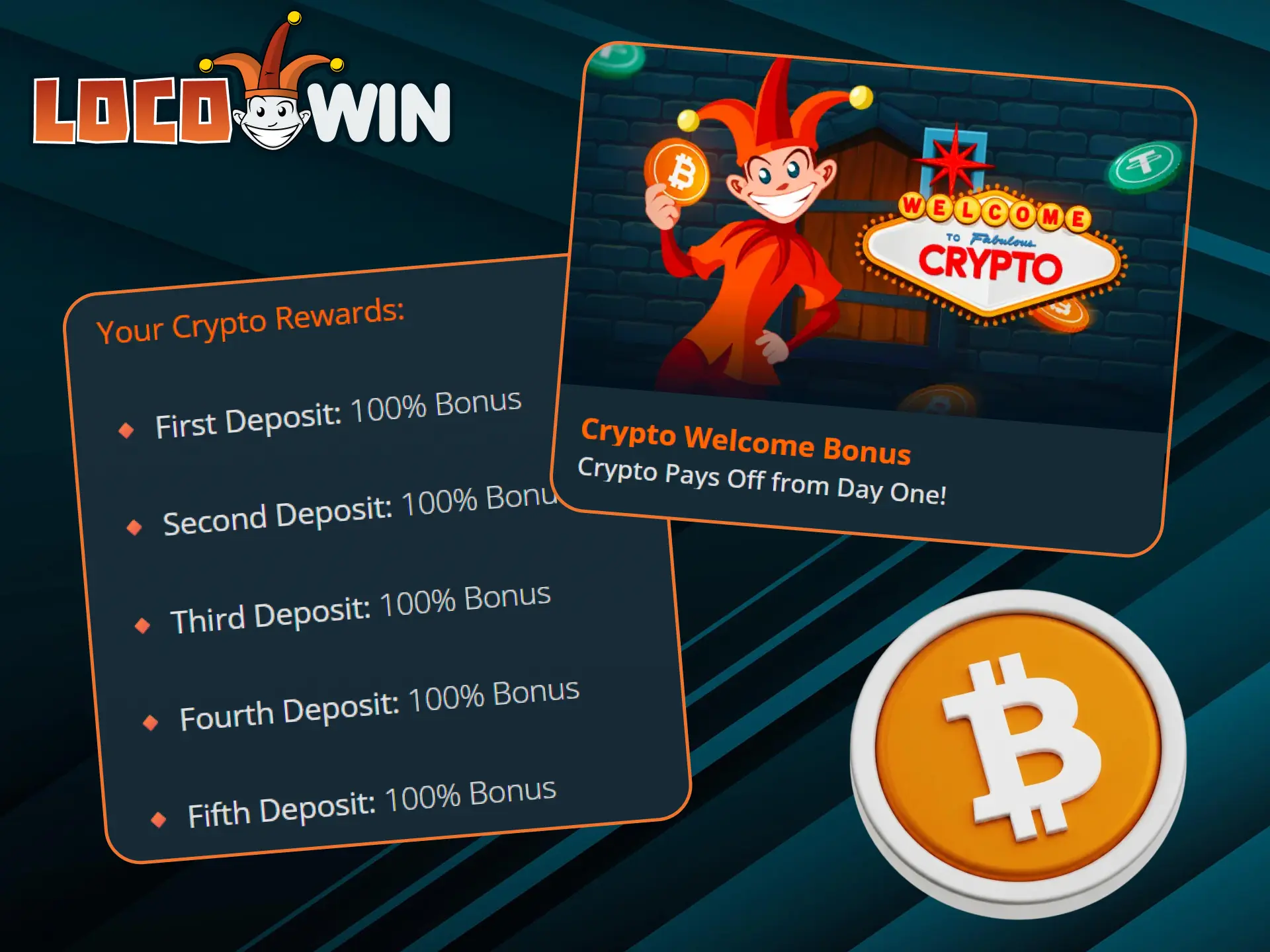 Start with a LocoWin crypto bonus and play jackpot slots.