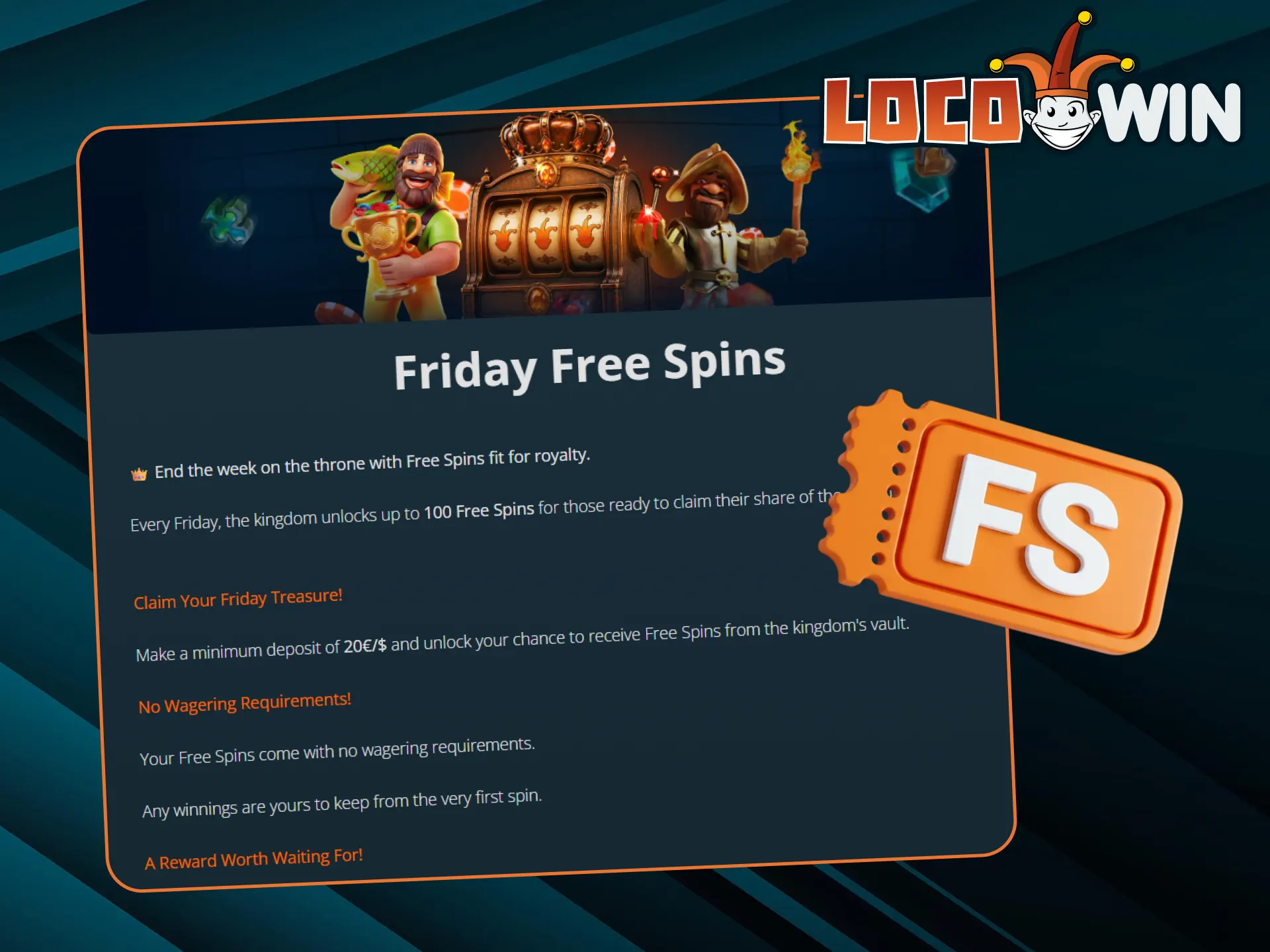 Claim free spins on Friday and win the jackpot at LocoWin.