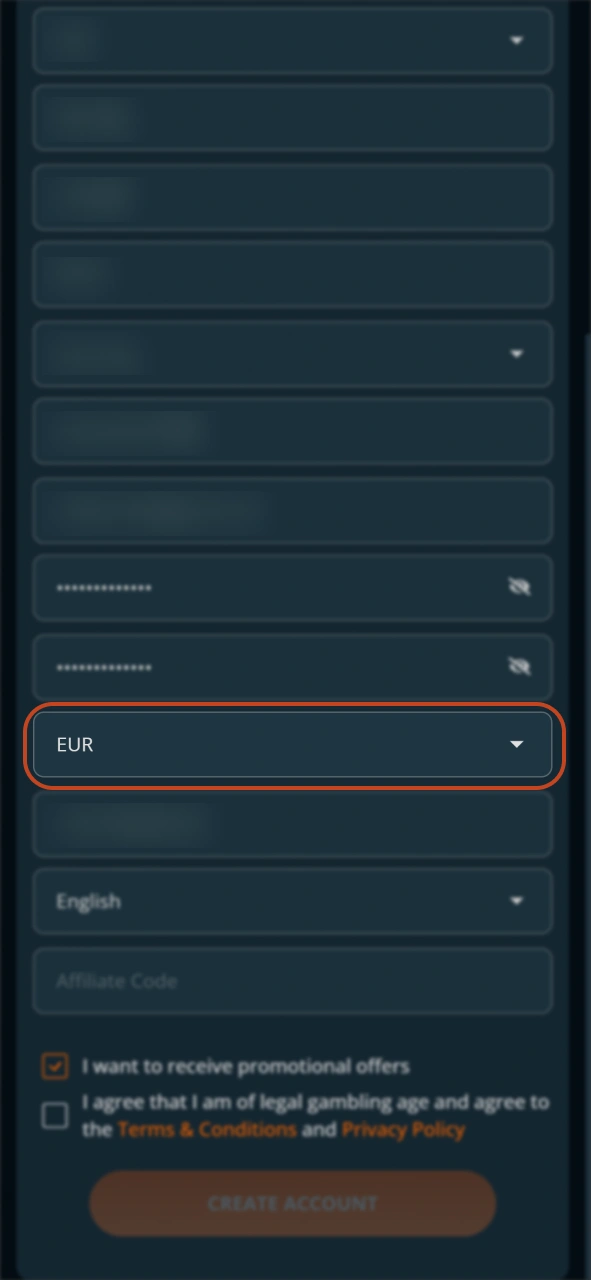 Select your preferred currency for playing LocoWin.