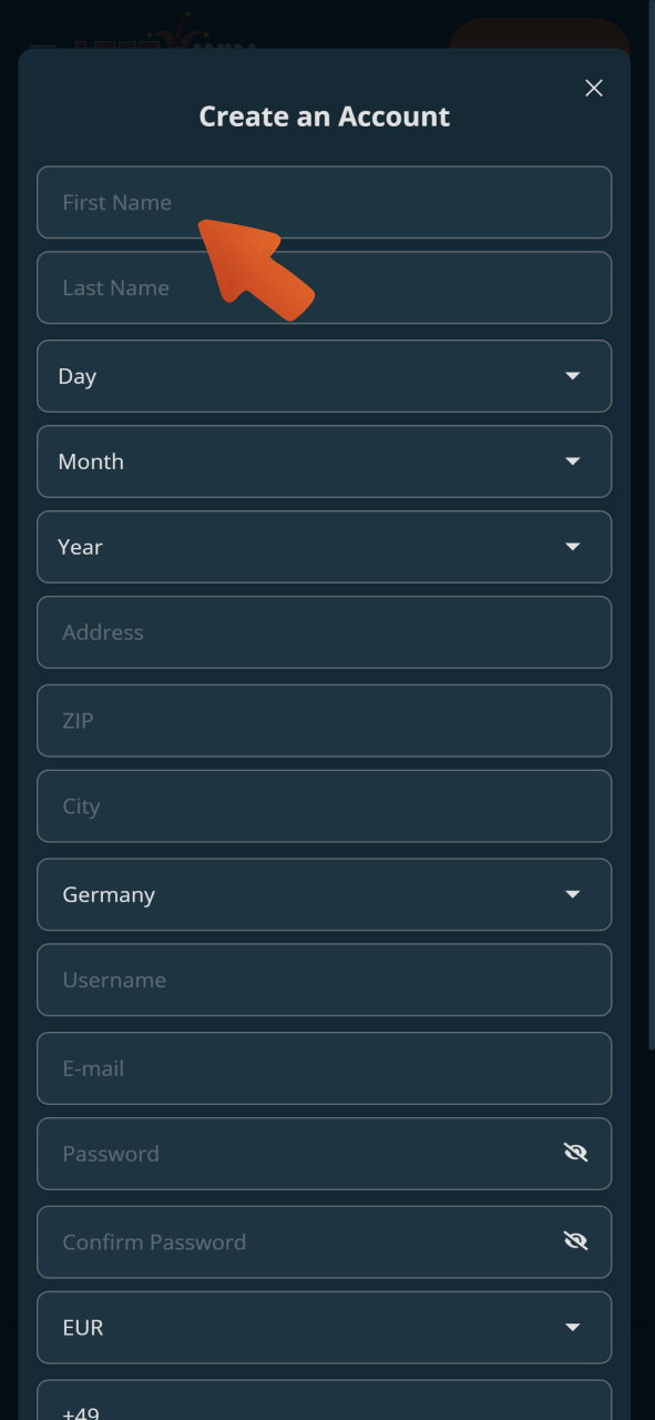 Fill in the required fields to register with LocoWin.