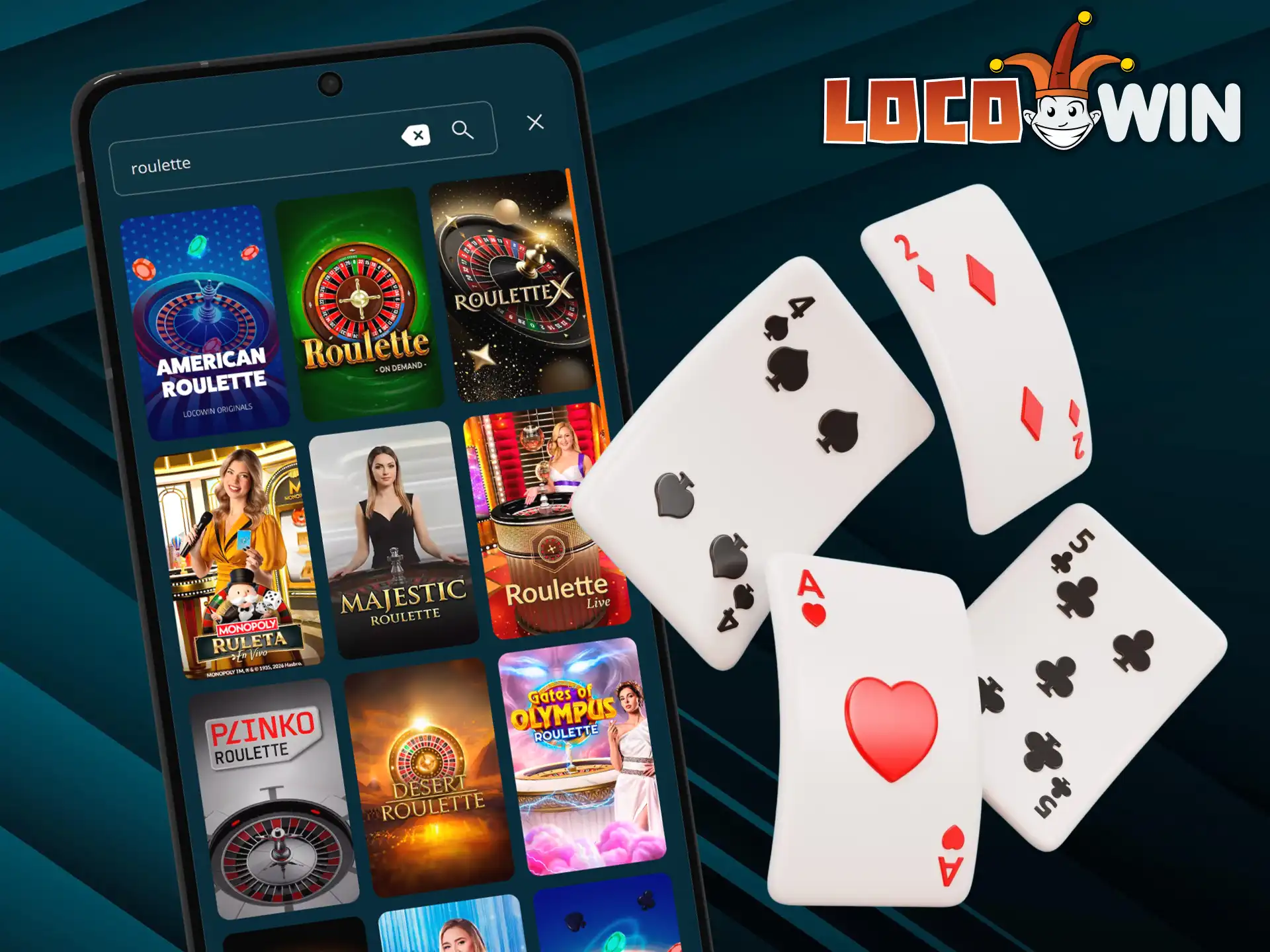 LocoWin has a mobile app where you can enjoy table games.